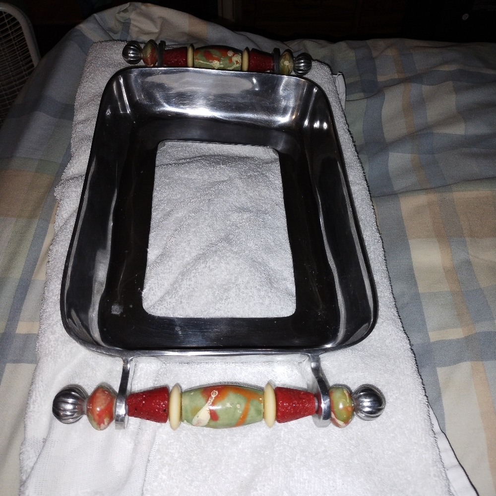 South Coast Beaded Casserole Holder& CASINO DICE Buffet/Dressing/Salad Serving